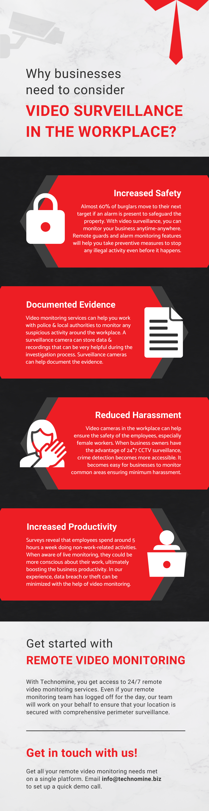 Video Surveillance at workplace - infographic