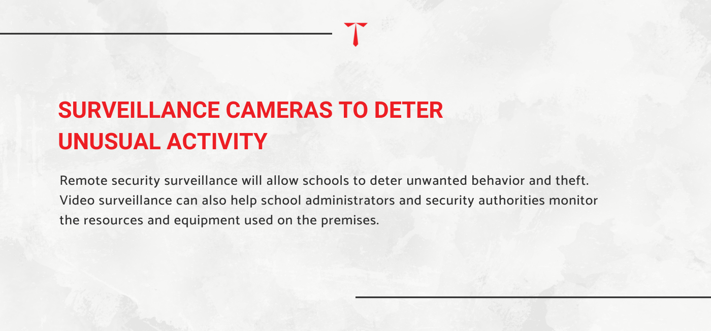 school surveillance camera can deter unwanted behavior and theft.